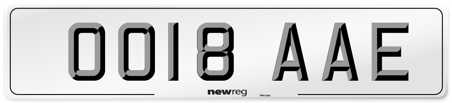 OO18 AAE Number Plate from New Reg